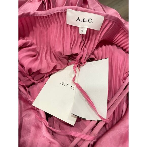 A.L.C. Gemini Pleated Cut Out Midi Dress Chateau Rouge 10 - Picture 3 of 11